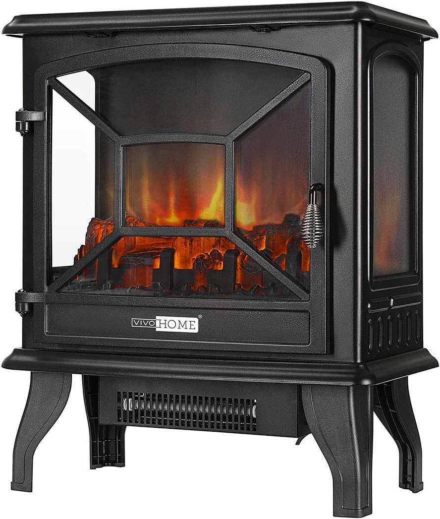 21 Inch Portable Free Standing Electric Fireplace Stove Heater with Realistic Log Flame Effect, 1000W/2000W 220V