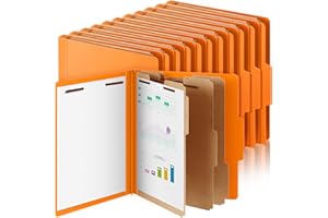 Skyygemm 24 Pcs Classification Folders Letter Size, 3 Divider Pressboard File Folder with Fasteners, Expanding File Organizer Bulk for Teachers, Clergy, Office, Church, Christmas Donations (Orange)