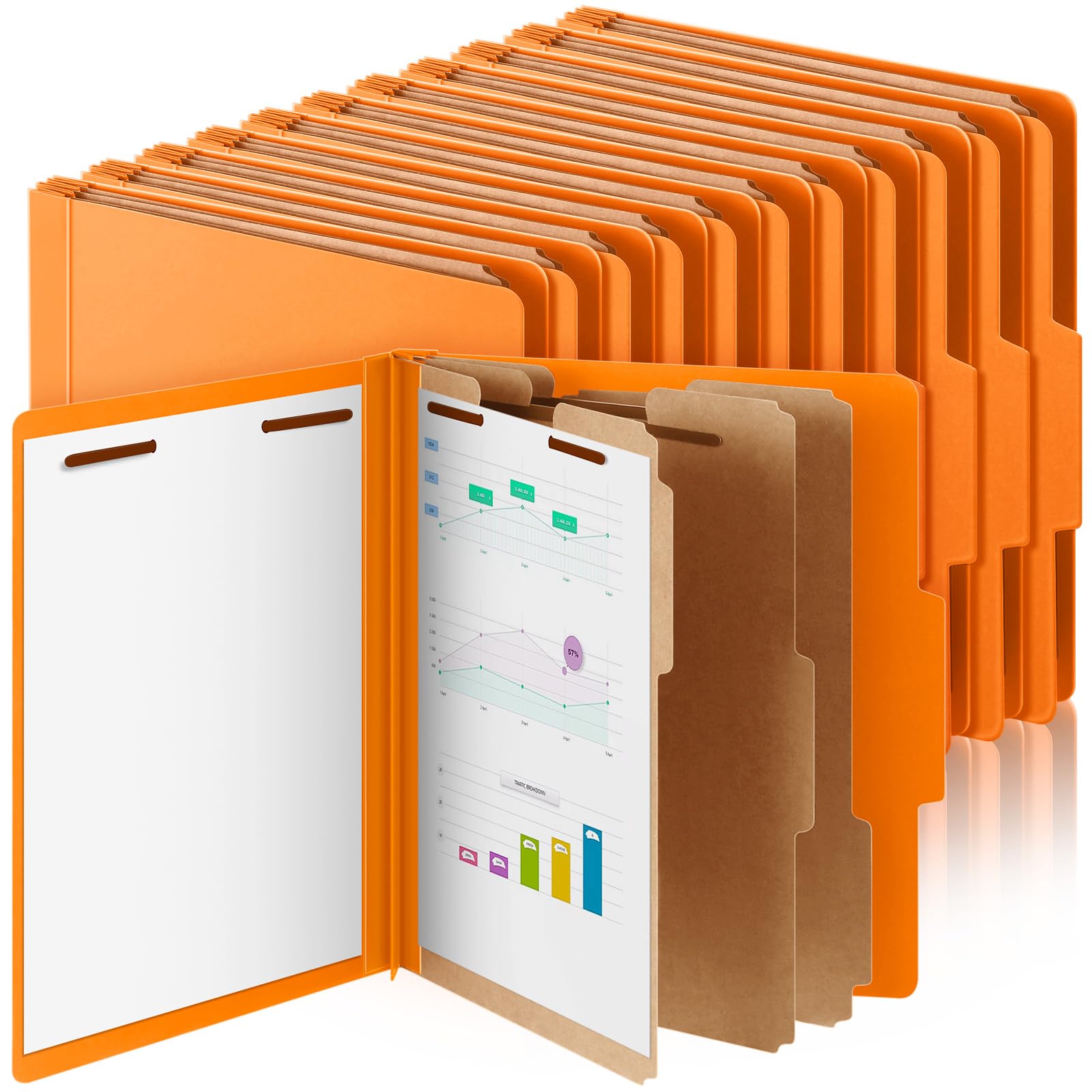 Photo 1 of Skyygemm 24 Pcs Classification Folders Letter Size, 3 Divider Pressboard File Folder with Fasteners, Expanding File Organizer Bulk for Teachers, Clergy, Office, Church, Christmas Donations (Orange)