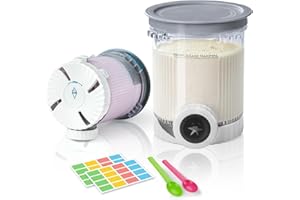 GUANQIAO 2 Pack Creami Swirl Pints & Lids for Ninja, Compatible with NC700 Series Ninja Swirl Ice Cream & Soft Serve Makers, with 2 Spoons & 32 Writable Labels, BPA-Free & Dishwasher Safe, Grey Lids