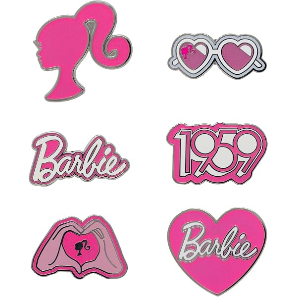 Barbie GRL PWR Button Pins - Pack Of 5 Officially Licensed Barbie Accessories (Pink/Green/White)