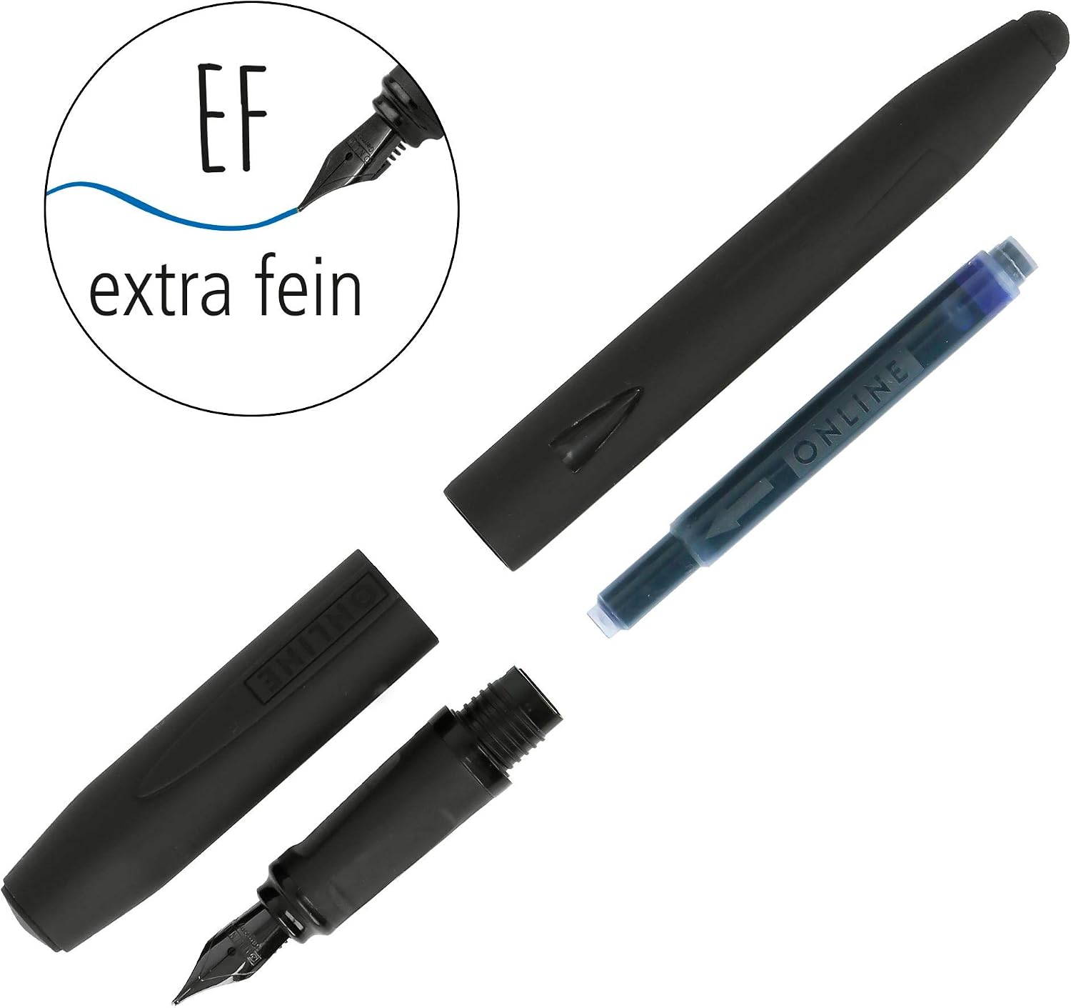 Online Switch Expert Fountain Pen for Tablets and Smartphones Multifunctional Pen with Standard Ink Cartridges, Black - Image 5