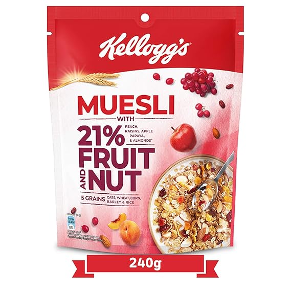 Kelloggs Muesli with 21% Fruit and Nut Pouch, 240 g