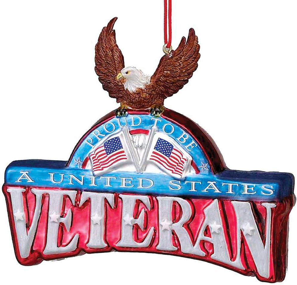 Patriotic US Veterans Glass Ornaments [1J1354]
