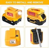 Powarobor Power Source USB Battery Adapter for Dewalt 18V with LED Light view 4