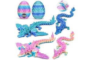 AOUSIN 3D Printed Dragon Eggs with 4 Dragons Inside - Swappable Wing, Flexible Articulated Magnetic Dragons Animals Fidget Toy for Kids (Colourful)