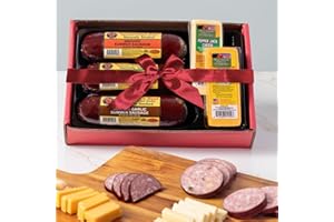 Wisconsin Cheese Company – Gourmet Cheese & Sausage Holiday Gift Box | 100% Wisconsin Cheese with Original, Garlic & Jalapeño Cheddar Summer Sausages | Perfect for Parties, Charcuterie Boards, and Holiday Gifts