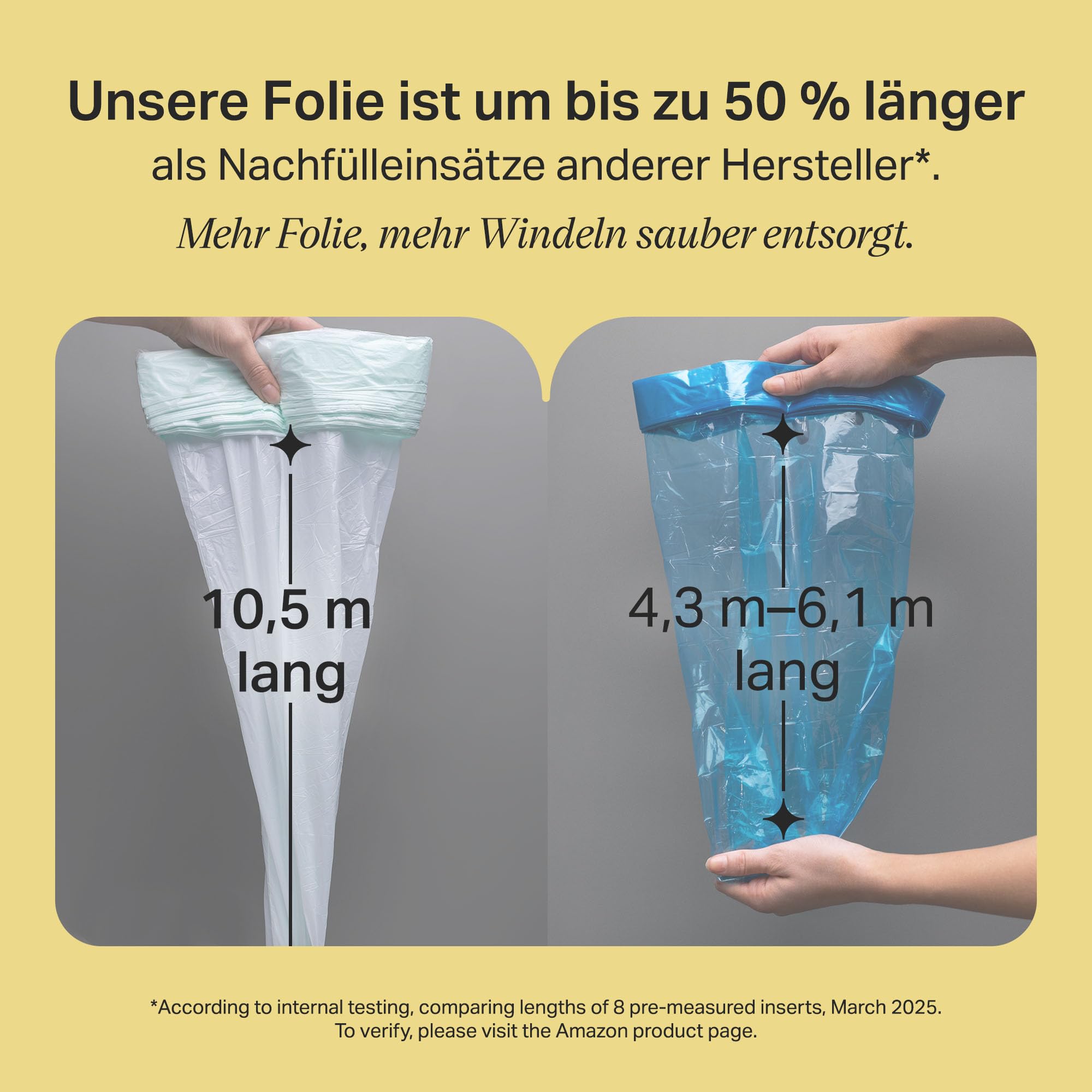 Tommee Tippee Twist & Click Nachfüllfolie für Windeleimer, 3er-Pack, je 10,5 m, mehrlagige antibakterielle* Folie, passend für Twist & Click Kassette, 3 x 10,5 m 5