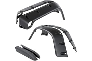 Kojem 7" Fender Flares Compatible with 1997-2006 Jeep Wrangler TJ 2004-2006 Wrangler LJ, Smooth Pocket-Riveted Extended Style