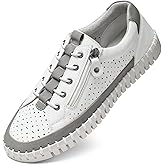 SMILIN Women's Casual Fashion Sneakers, Non Slip Comfortable Breathable Tennis Shoes, Cute Walking Shoes for Women Size 9 White