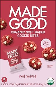 MadeGood Red Velvet Soft-Baked Cookies, 0.85oz Each, Organic Snacks