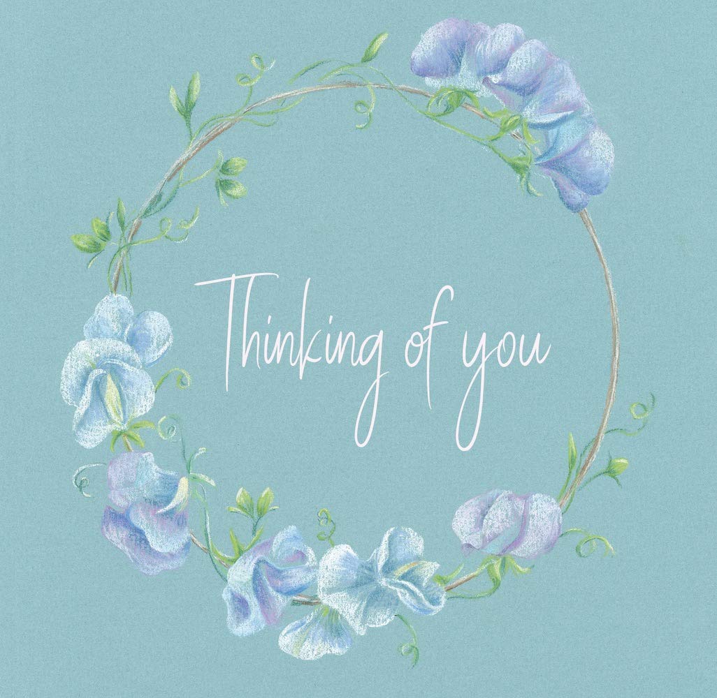 Thinking of you floral sweet pea quality greetings card