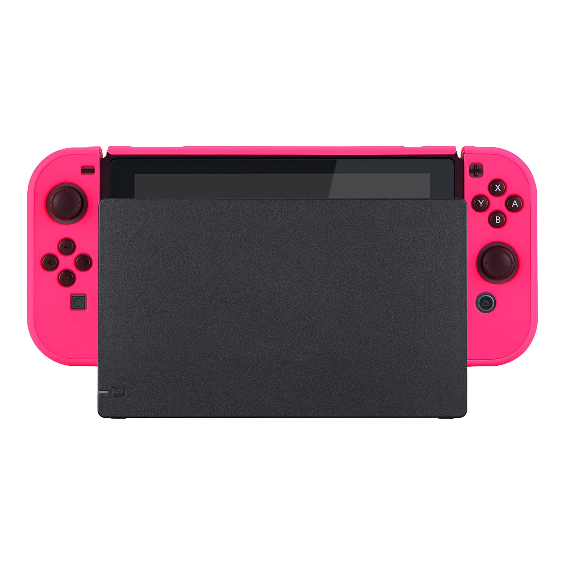 eXtremeRate PlayVital Cover for Nintendo Switch, Protective Case Protector for Switch - Shock-Absorbent Anti-Scratch Dockable Easy to Install Durable Hard Shell Game Accessories, Bright Pink