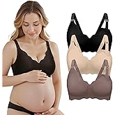WELKSDG 3 Pack Nursing Bras for Breastfeeding, Seamless Maternity Bra Women Pregnancy with Extra Bra Extenders & Clips