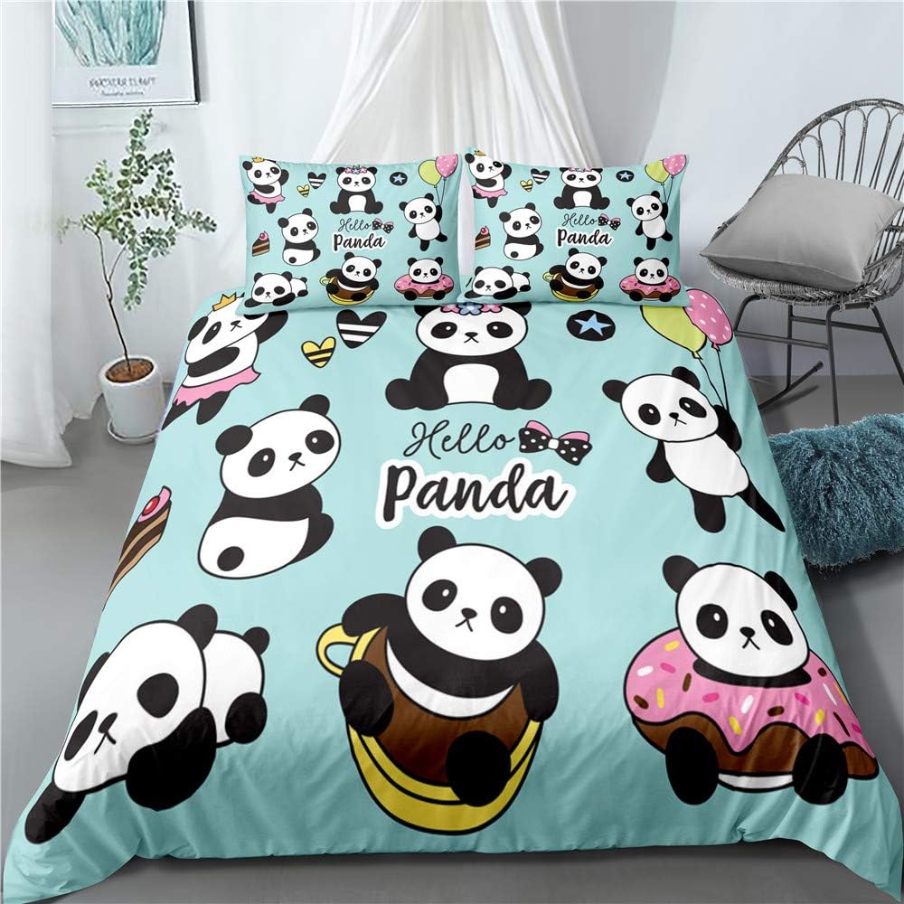 BHOMLY Panda Bedding Cartoon Animal Themed Duvet Cover Set