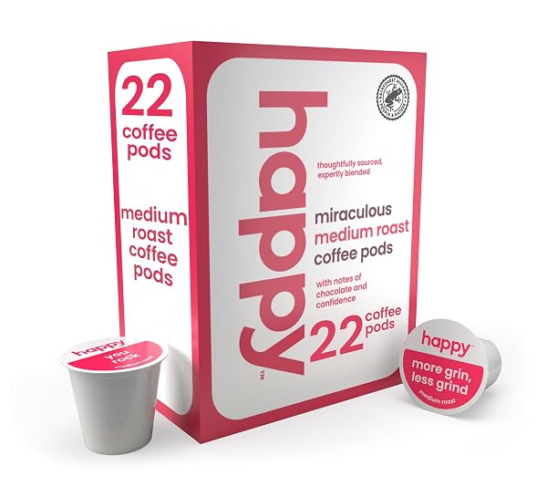 HAPPY COFFEE MEDIUM ROAST COFFEE PODS, 22 COUNT,...