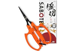 Saboten Japan 6.3" Automatic Japanese Harvesting Shears - Fine-Tipped Angled Blade, Magnetic Springless Action, Stainless Steel with Fluorine Coating, Ergonomic Grip - forest Originals, Made in Japan