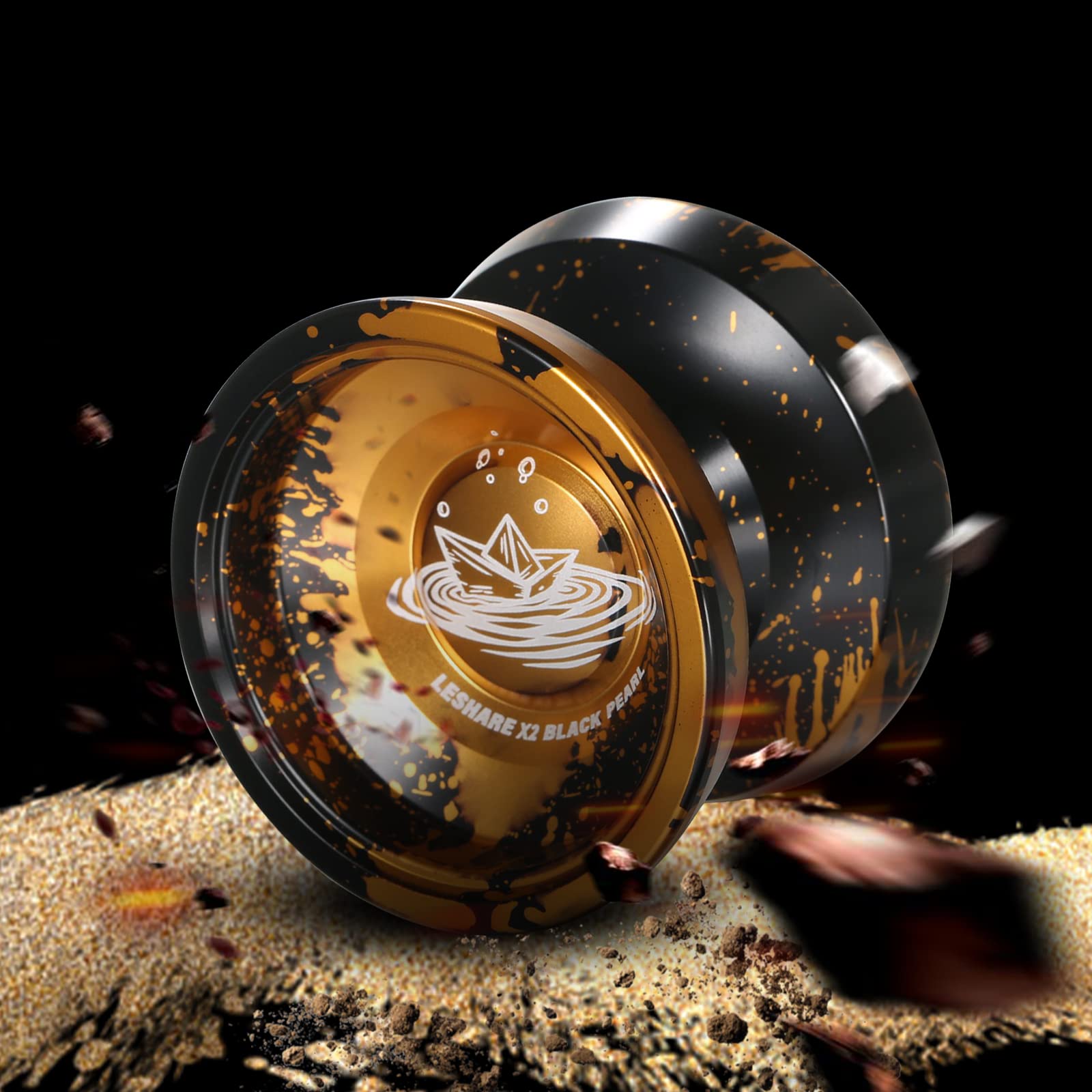 LESHARE X2 Dual-Mode Yoyo for Advanced Players & Kids Beginners - Convertible Unresponsive/Responsive Bearings, Gloves, 5 Strings-Black Gold