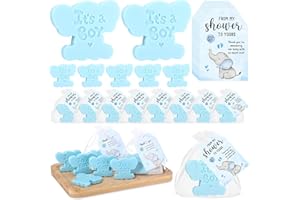 Swiffen 50 Sets Elephant Theme Baby Shower Soap Favors for Guests Boy Girl Handmade Soaps with Mini Thank You Tags and Organza Bags for Gender Reveal Party Favors(It's A Boy)