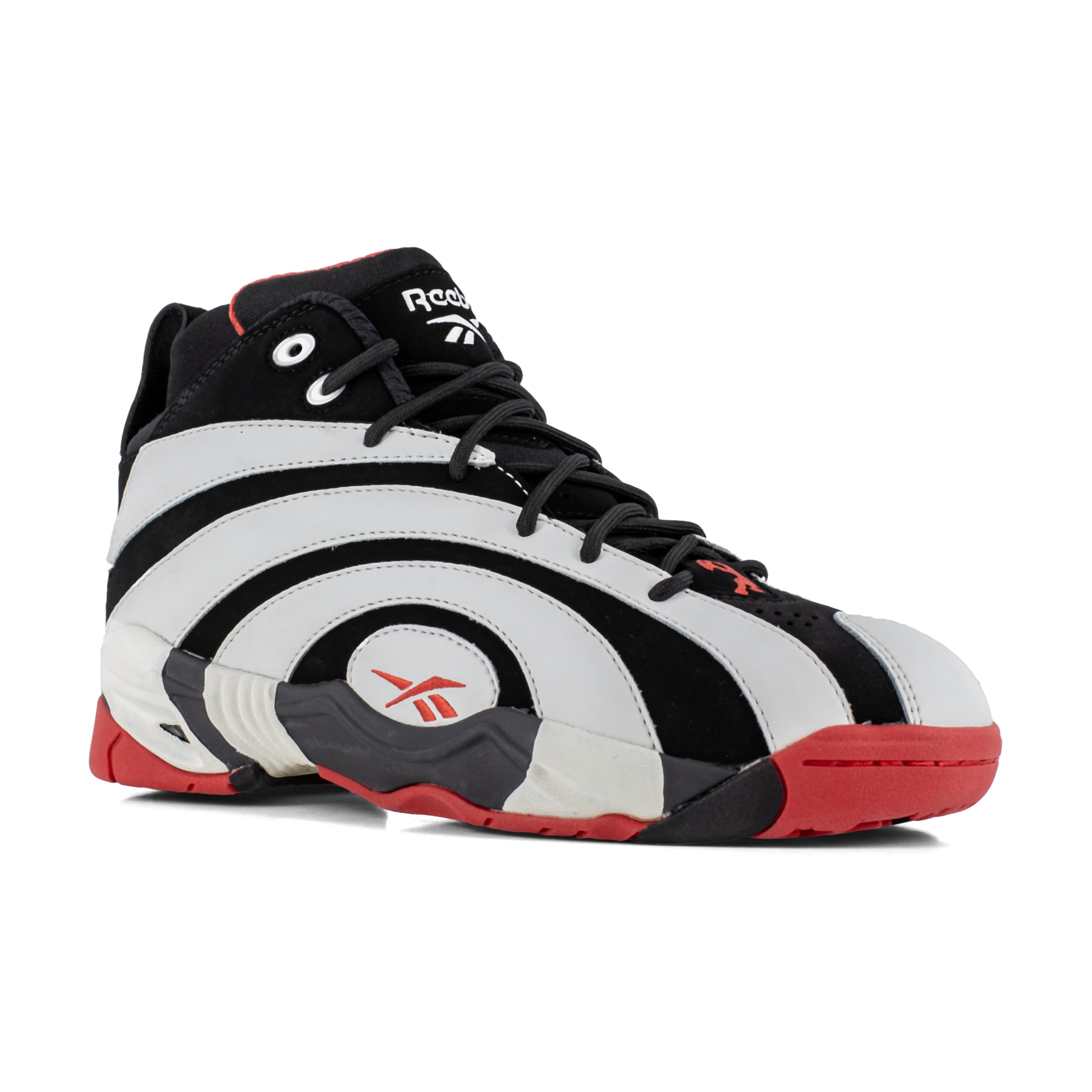 Reebok Work Men’s Shaqnosis Work Black, White, and Red Composite Toe Boots