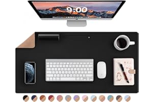 LOLLIDO Leather Desk Pad - 32" x 16" Office Desk Mat, Large Mouse Pad Desk Protector, Desktop Mat, Desk Writing Pad, Desk Blotter, Desk Cover (Cork+Black)