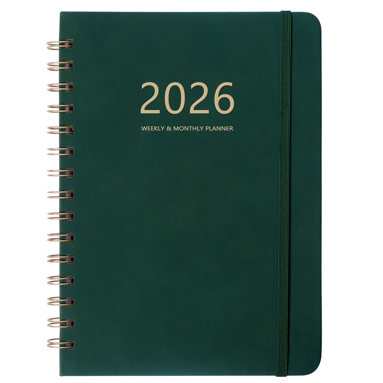 Academic Diary 2025-2026, A5 Diary 2025 2026 Week to View, July 2025 to June 2026, 2025-2026 Diary with Monthly Tabs, Back Pocket, Elastic Closure, Notes, 21.5 x 15.5cm, Faux Leather (Green, A5) — image 1