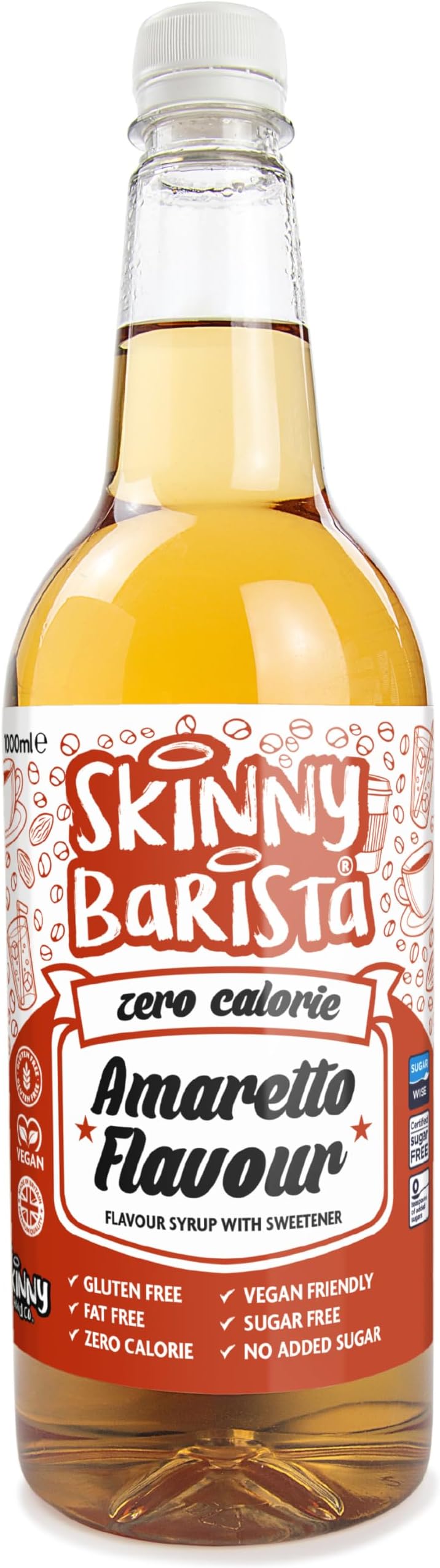 The Skinny Food Co Amaretto Coffee Syrup Sugar Free 1L Vegan Gluten Free
