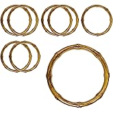 Geesatis 8pcs Imitation Wooden Handbag Handles Replacement,Plastic Round Shaped Bag Handles,Round Purse Handbag Handles for Crochet Bag Rattan Woven Beach Bag(Diameter: 5.12in)