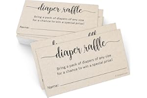 321Done Diaper Raffle Tickets, Made in USA - 3.5x2 Kraft Tan, With Name Line, Baby Shower Game, Enter to Win Drawing, Prize, Small - Pack of 50