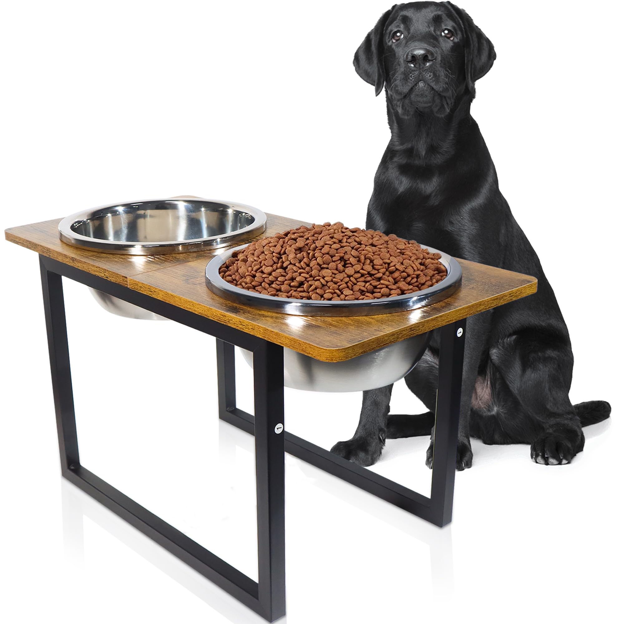 Photo 1 of Elevated Dog Bowls for Large & Extra Large Breed Dogs - Raised Dog Feeding Station with Two Stainless Steel Bowls - Helps to Reduce Strain on Dog’s Neck & Joints - 3500 ML Capacity Tall Dog Bowl Stand