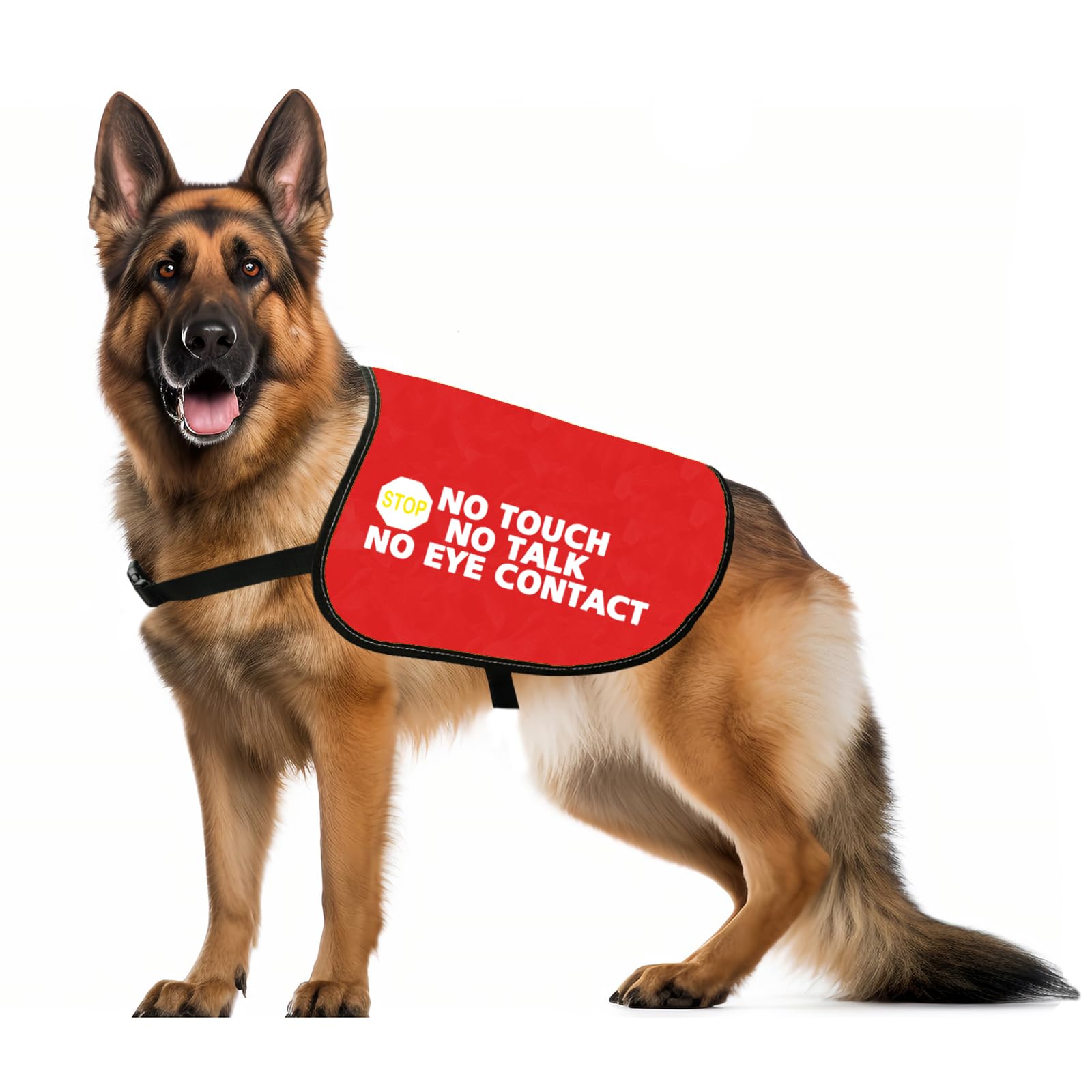 Nervous Dog Jacket Vest Service Dog Working Dog No Touch No Talk No Eye Contact Slogan Warning Vest (EYE CONTACT L)