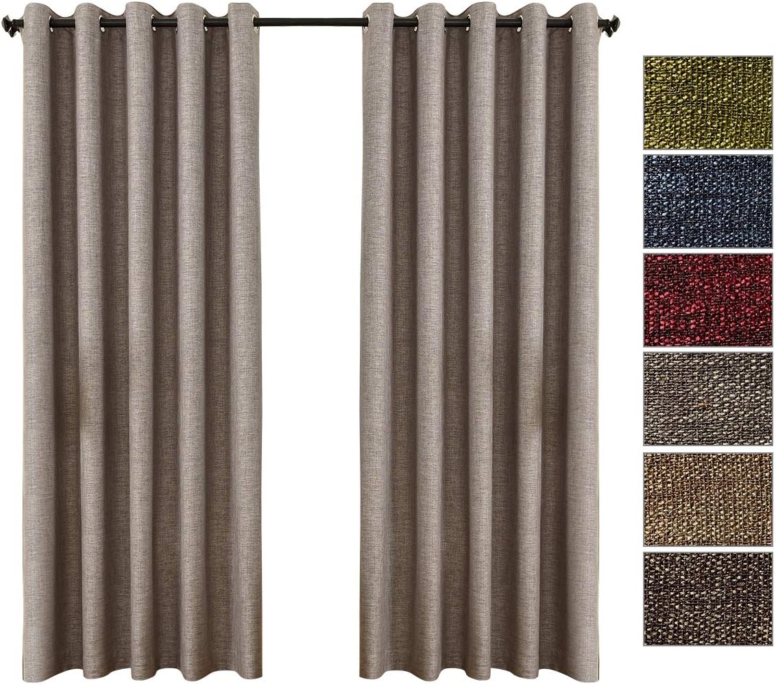 QINUO HOME 54" Drop Linen Blackout Curtains for Bedding Room Theraml