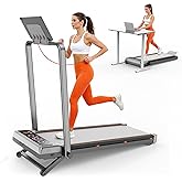 Walking Pad with 15% 12-Level Auto Incline, Trisomy 3.5HP Foldable Under Desk Treadmill, 450 LBS Capacity Treadmills for Home Hiking with UI Screen, Bluetooth Speaker, Remote, RGB Light