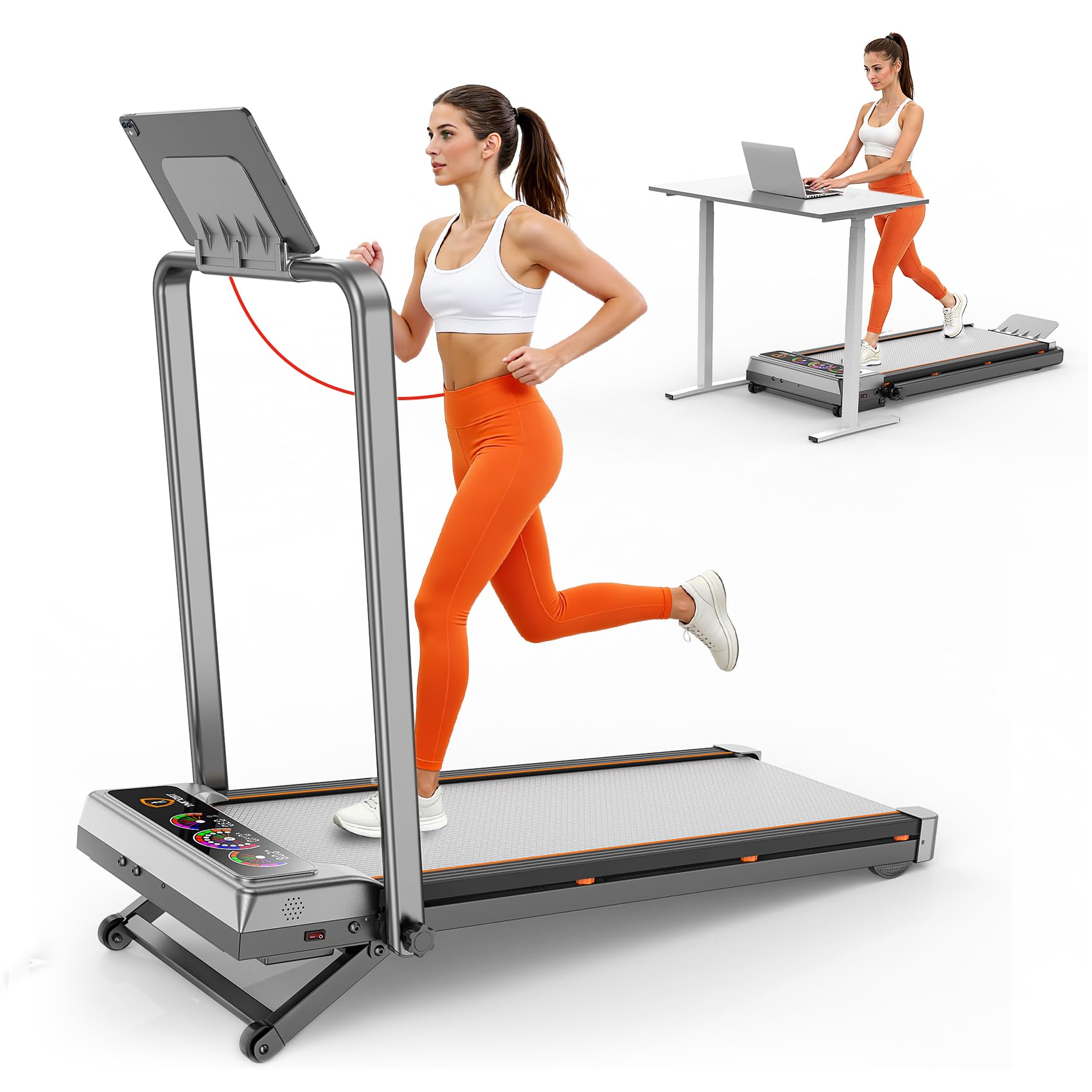 Photo 1 of **MISSING KEY. SCRATCH**Walking Pad with 15% 12-Level Auto Incline & Handle Bar, Trisomy 3.5HP Foldable Under Desk Treadmill, 450 LBS Capacity Treadmills for Home Hiking with UI Screen, Bluetooth Speaker, Remote, RGB Light