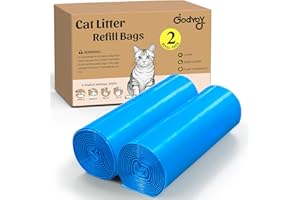 GODYOY Cat Litter Refill Bags Compatible with Genie Easy Roll Litter Bin, Long Lasting Cat Bag, 7-Layer Odor Control, Leak-Proof & Easy-Tear Design, Extra Waste Refills Bag 2 Rolls - 50 Bags