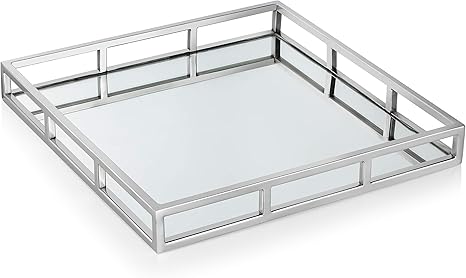 classic touch decorium bandeja cuadrada para espejo con base de espejo color plateado medidas 15 75 l
