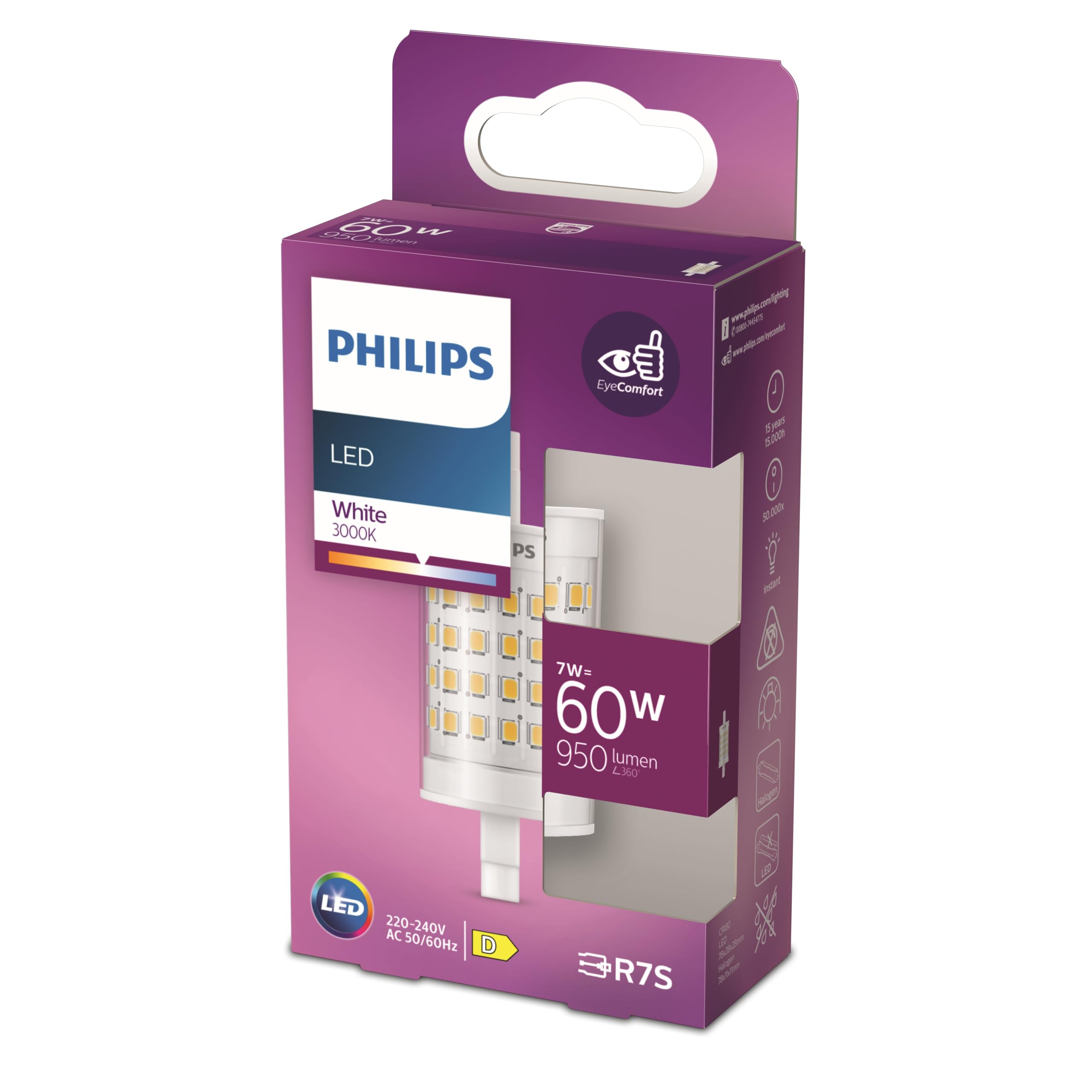 Philips LED Spot 60W R7S R7S 3000K 950lm 15000h