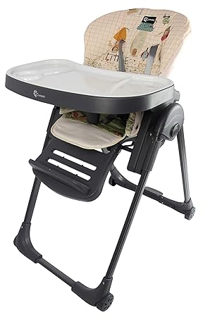Clamaro 'Gourmet' Premium Baby Hochstuhl mit Liegefunktion, höhenverstellbar (6-Fach), sehr kompakt zusammenklappbar, Tablett