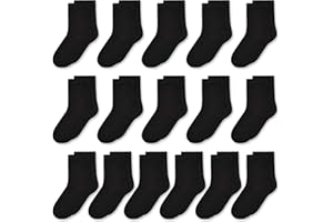 Boys Girls Crew Socks, Mid Cut Socks for Toddler Kids Children(1-13 Years), 16 Pairs Athletic Casual Mid Cut Socks Set