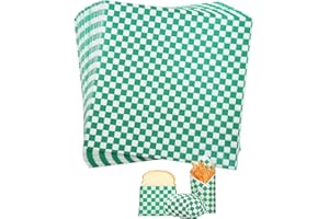Geepen 100 Pcs Waxed Deli Paper Sheets, 12x12 Inch Sandwich Paper Liners Resistant Premium Food Basket Liners for Wrapping Bread and Sandwiches Green