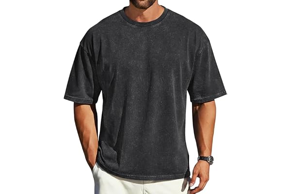 CHICALLURE Mens Oversized T Shirts Unisex Loose Fit Shirt Basic Vintage Washed Short Sleeve Tee Tops