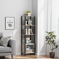 TUTOTAK 5 Tier Bookcase and Bookshelf, Narrow Book