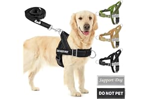 SlowTon No Pull Dog Harness and Leash Set for Large Medium Dogs, Soft Padded Adjustable Dog Vest, Reflective Tactical Militar