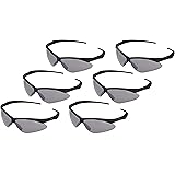 Amazon Basics Anti-Scratch Safety Glasses Eye Protection, UV-Resistant, Smoke Mirror Lens, 6-Count