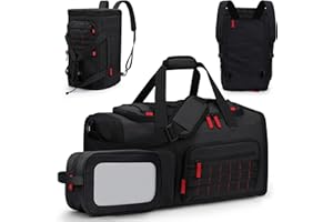 DD DEVILLI Gym Bags for Men Women, 45L Sports Travel Duffle Bag with Shoe Compartment, 3 in 1 Weekener Overnight Backpack with Wet Pocket, Black