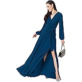 KOH KOH Womens 2026 Long Sleeve Sexy Slit Photoshoot Evening Fall Maxi Dress Gown