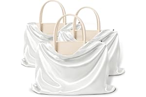 Vonty 3 Pack Silky Dust Bags for Shoes and Purses, Satin Drawstring Bag for HandBags Boots - White Shoe Bag Silk Dust Cover Bag Protector Travel Storage Pouch(19.6 x 15.7 In)