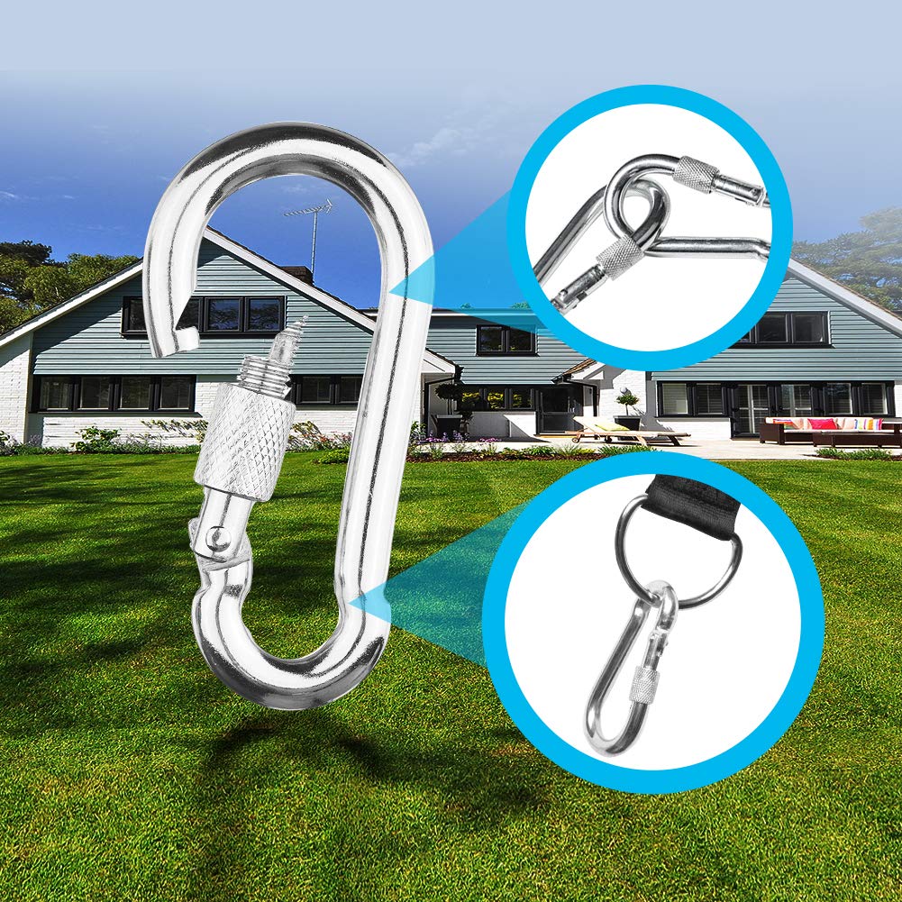 Ciaoed Schaukel Befestigung, Hängematte Befestigung für Bäume geeignet 2 x 150cm, mit 2 Schwerlast Karabinern und D-Ringen, Perfekt für Hängematten Aufbewahrungstasche