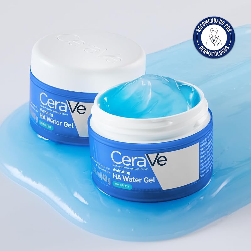 Water Gel Hidratante Ácido Hialurónico de CeraVe para una hidratación con efecto PLUMP, con 3 ceramidas idénticas a las de la piel, ácido hialurónico, niacinamida y cobre PCA, 48g