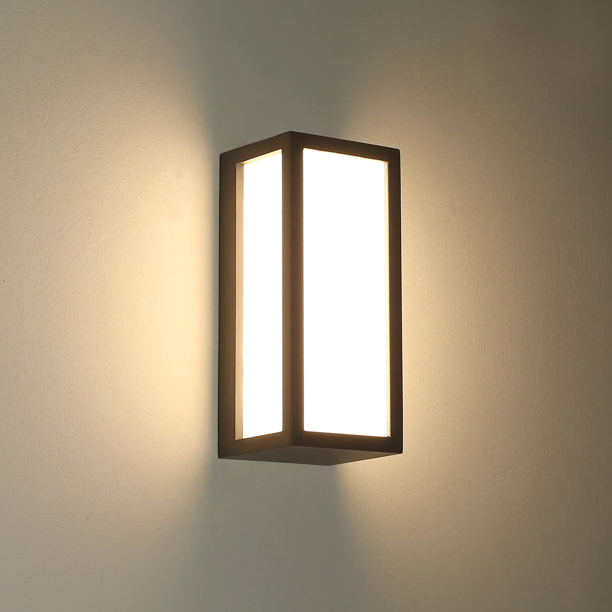 HLFVLITE LED Outside Wall Light, Aluminum Outdoor Wall Lamp Exterior Wall Sconce, IP54 Waterproof, 870LM 3000K Warm White, Anthracite Gray